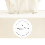 Tissues For Your Happy Tears Modern Wedding Heart Classic Round Sticker<br><div class="desc">These elegant stickers would make a wonderful addition to your wedding supplies! Easily customize them by clicking on the "personalize" option.</div>