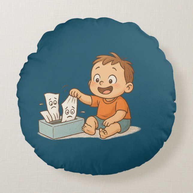 Tissues in Trouble Round Pillow (Front)