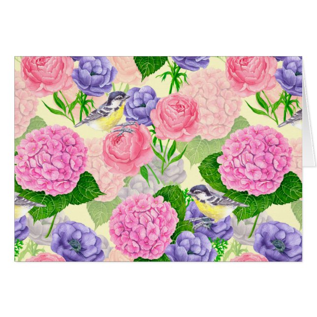 Tit bird and flowers (Front Horizontal)