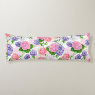 Tit bird and flowers body pillow