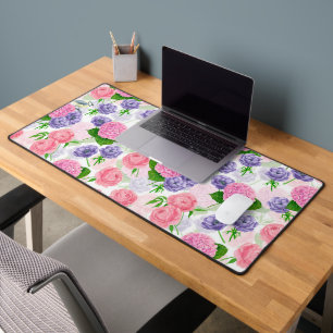 Tit bird and flowers desk mat
