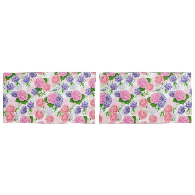 Tit bird and flowers pillowcase (Front-Set)