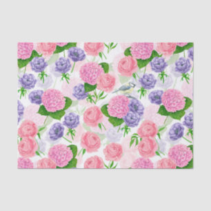 Tit bird and flowers tissue paper