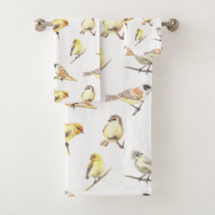Tit birds pattern bath towel set