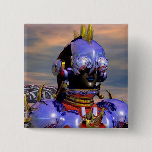 TITAN CYBORG PORTRAIT Blue Science Fiction,Scifi 2 Inch Square Button