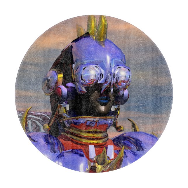 TITAN CYBORG PORTRAIT Blue Science Fiction,Scifi Cutting Board (Front)