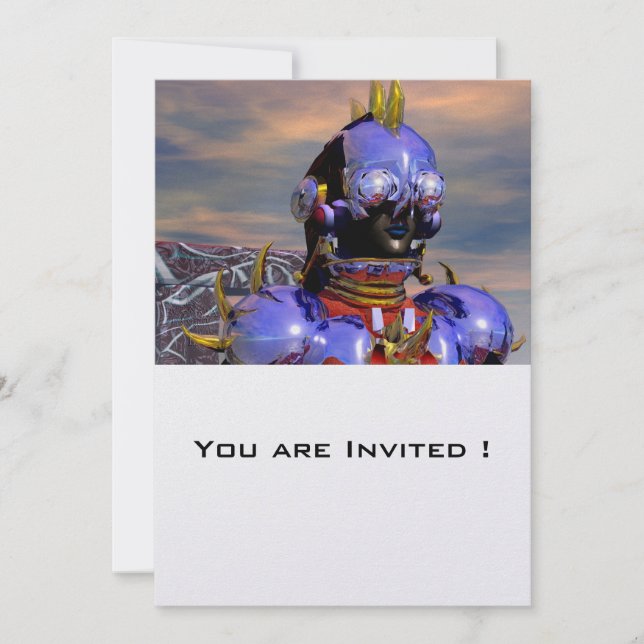 TITAN CYBORG PORTRAIT Blue Science Fiction,Scifi Invitation (Front)