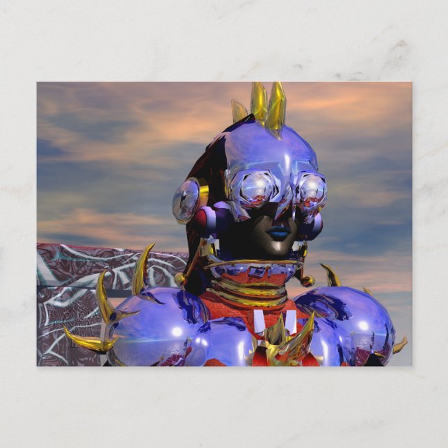 TITAN CYBORG PORTRAIT Blue Science Fiction,Scifi Postcard (Front)