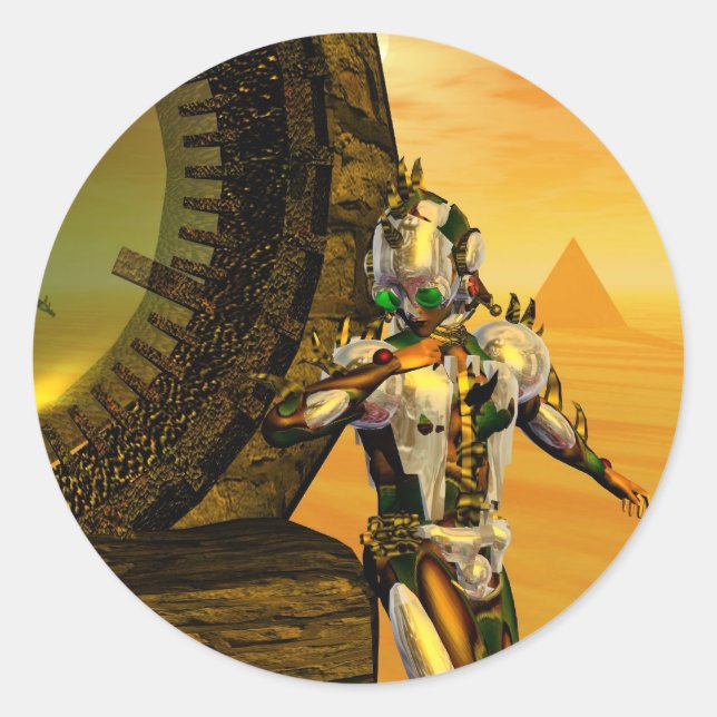 TITAN IN THE DESERT OF HYPERION CLASSIC ROUND STICKER (Front)