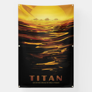 Titan largest moon of Planet Saturn Banner