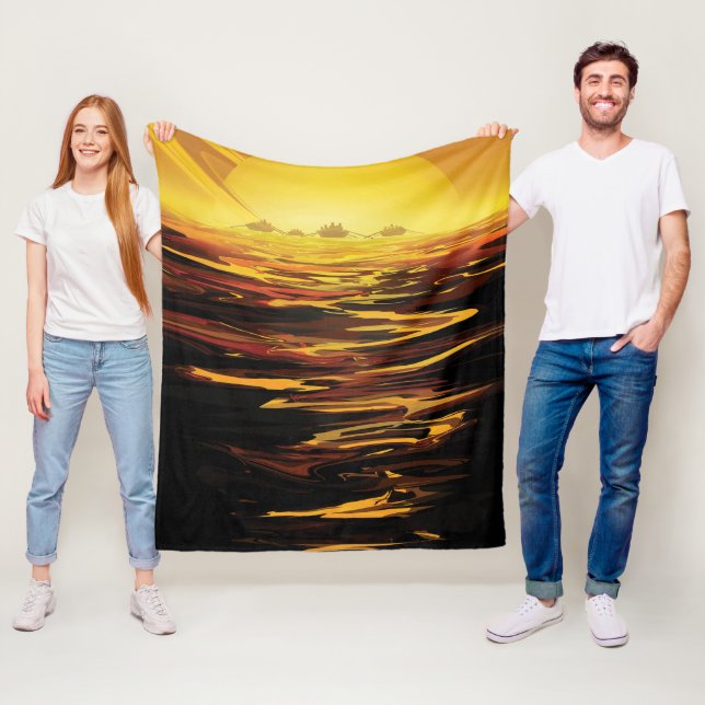 Titan largest moon of Planet Saturn Fleece Blanket (In Situ)