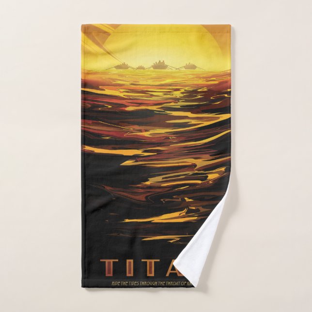 Titan largest moon of Planet Saturn Hand Towel (Hand Towel)