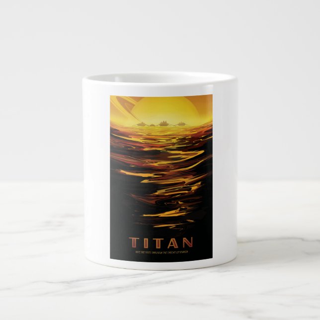 Titan largest moon of Planet Saturn Large Coffee Mug (Front)
