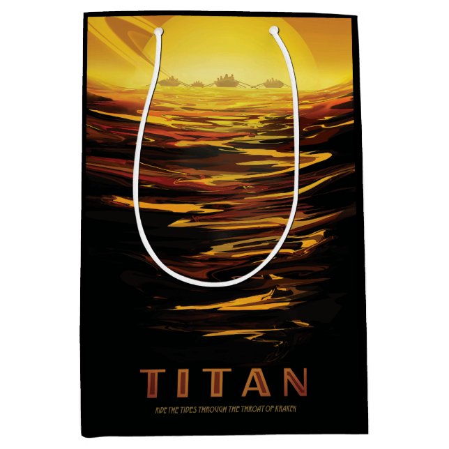 Titan largest moon of Planet Saturn Medium Gift Bag (Front)