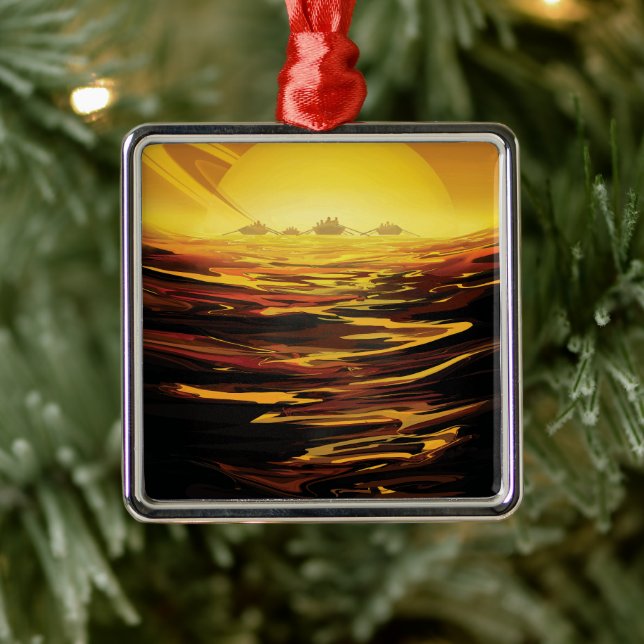 Titan largest moon of Planet Saturn Metal Ornament (Tree)