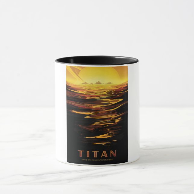 Titan largest moon of Planet Saturn Mug (Center)