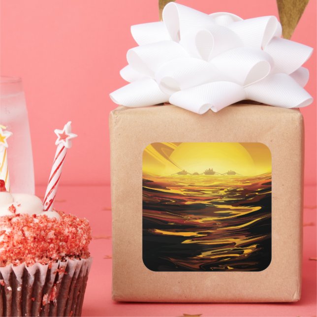 Titan largest moon of Planet Saturn Square Sticker (Party)