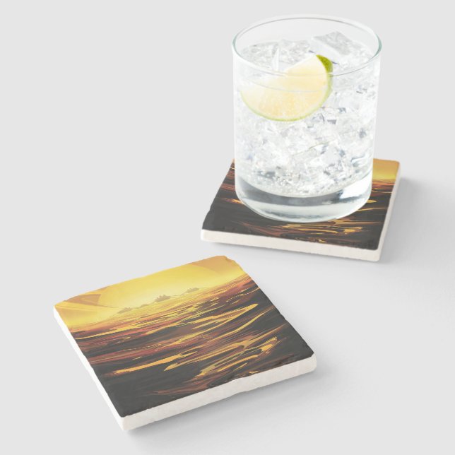 Titan largest moon of Planet Saturn Stone Coaster (Side)