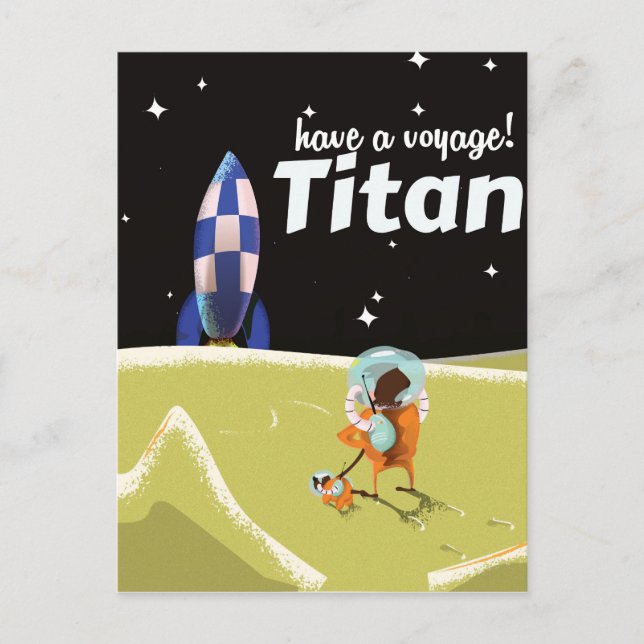 Titan vintage Science fiction travel poster Postcard (Front)