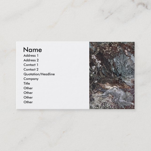 Titania Lying Asleep Business Card (Front)