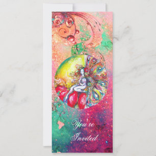 TITANIA ,pink yellow blue green red sparkles Invitation