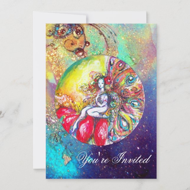 TITANIA ,pink yellow blue red sparkles Invitation (Front)