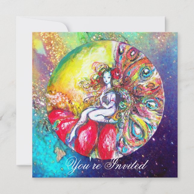TITANIA ,pink yellow blue red sparkles Invitation (Front)