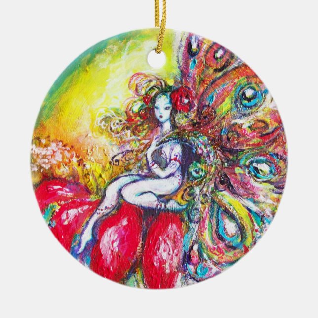TITANIA RED VIBRANT RUBY CERAMIC ORNAMENT (Front)