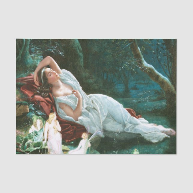 Titania Sleeping In The Moonlight Fairy Art Tissue Paper (Front)