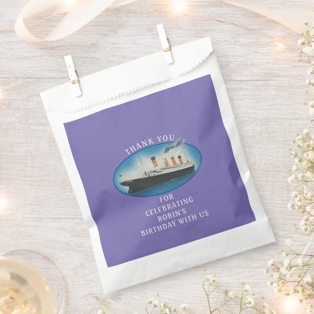 Titanic Birthday Purple RMS White Star Line Ship Favour Bag (Clipped)