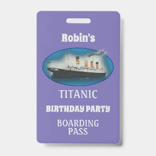 Titanic Birthday Purple White Star Line Ship Badge