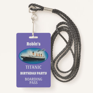 Titanic Birthday Purple White Star Line Ship Badge