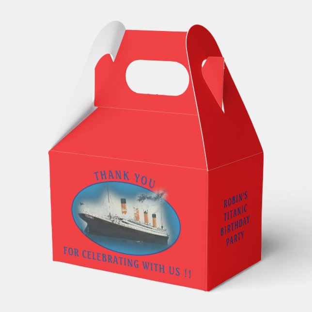 Titanic Birthday Red RMS White Star Line Ship  Favor Box (Front Side)