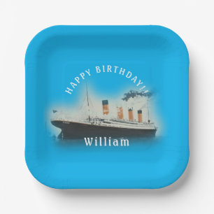 Titanic Birthday Square Ship  Paper Plate