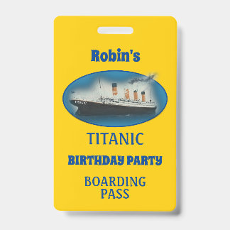 Titanic Birthday Yellow White Star Line Ship Badge