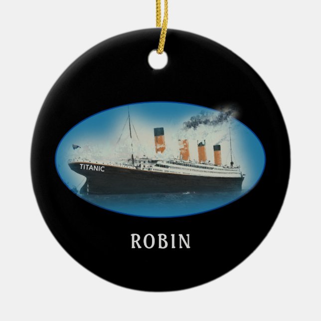 Titanic Black Christmas Ceramic Ornament (Front)