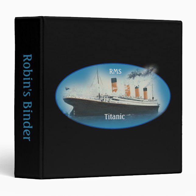 Titanic Black Maritime White Star Line Ship Binder (Front/Spine)
