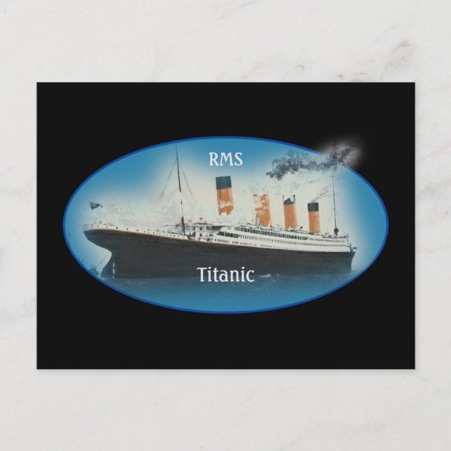 Titanic Black Maritime White Star Line Ship Postcard (Front)