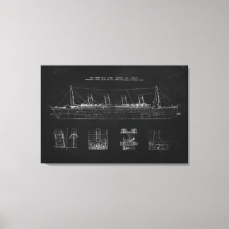 Titanic Blueprint Patent Poster Art Canvas Print