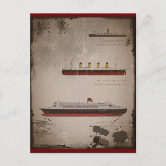 Titanic Carpathia and Mary Postcard (Front)