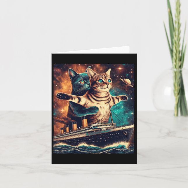 Titanic Cats Funny Tee  Card (Front)