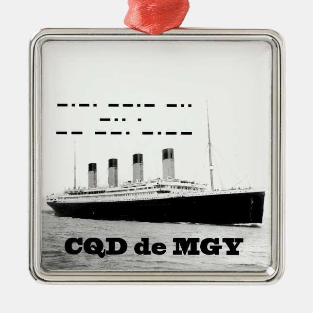 Titanic CQD de MGY Wireless Distress Signal Metal Ornament (Front)
