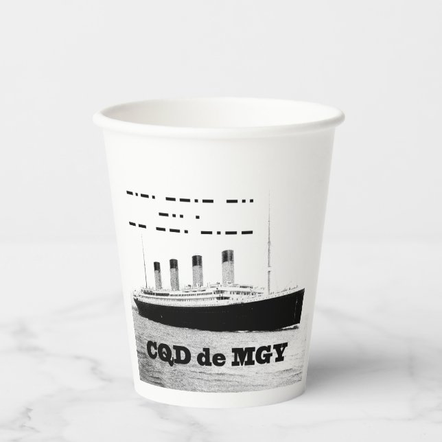 Titanic CQD de MGY Wireless Distress Signal Paper Cups (Front)