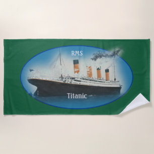 Titanic Green Maritime White Star Line Ship Beach Towel