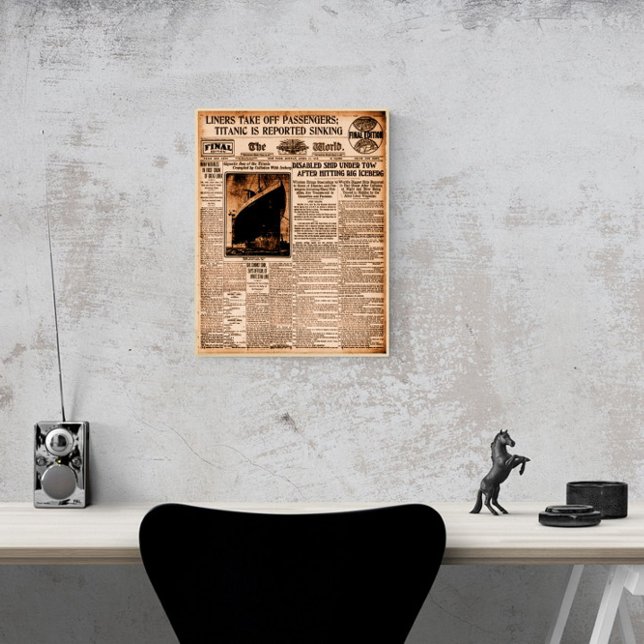 Titanic Is Reported Sinking Vintage Newspaper  Poster (Creator Uploaded)