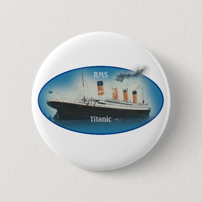 Titanic Maritime Blue White Star Line Ship 2 Inch Round Button (Front)