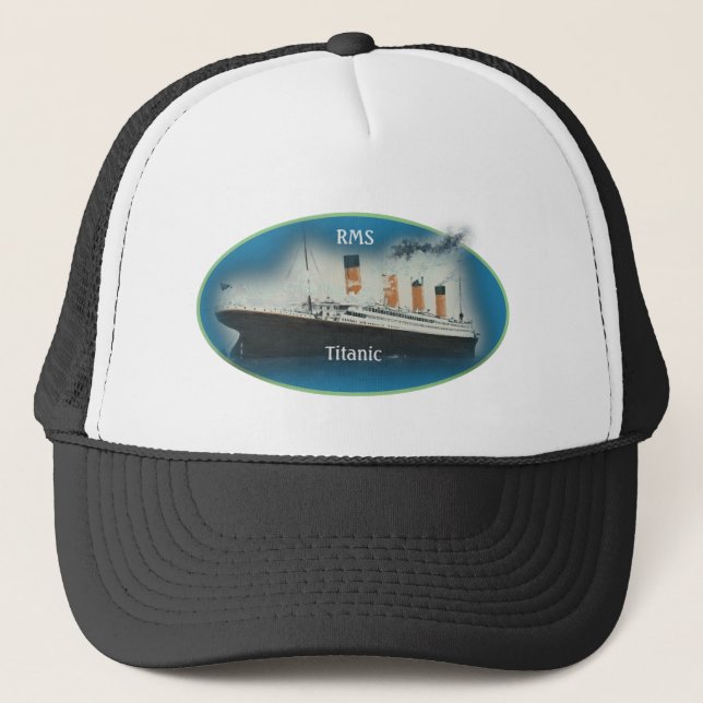 Titanic Maritime Lime White Star Line Ship Trucker Hat (Front)