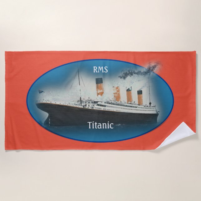 Titanic Orange Maritime White Star Line Ship Beach Towel (Front)
