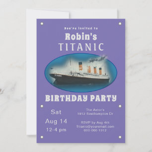Titanic Purple Birthday Invitation