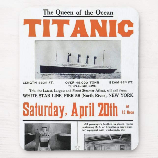Titanic Queen Of The Ocean - White Star Line Mouse Pad (Front)